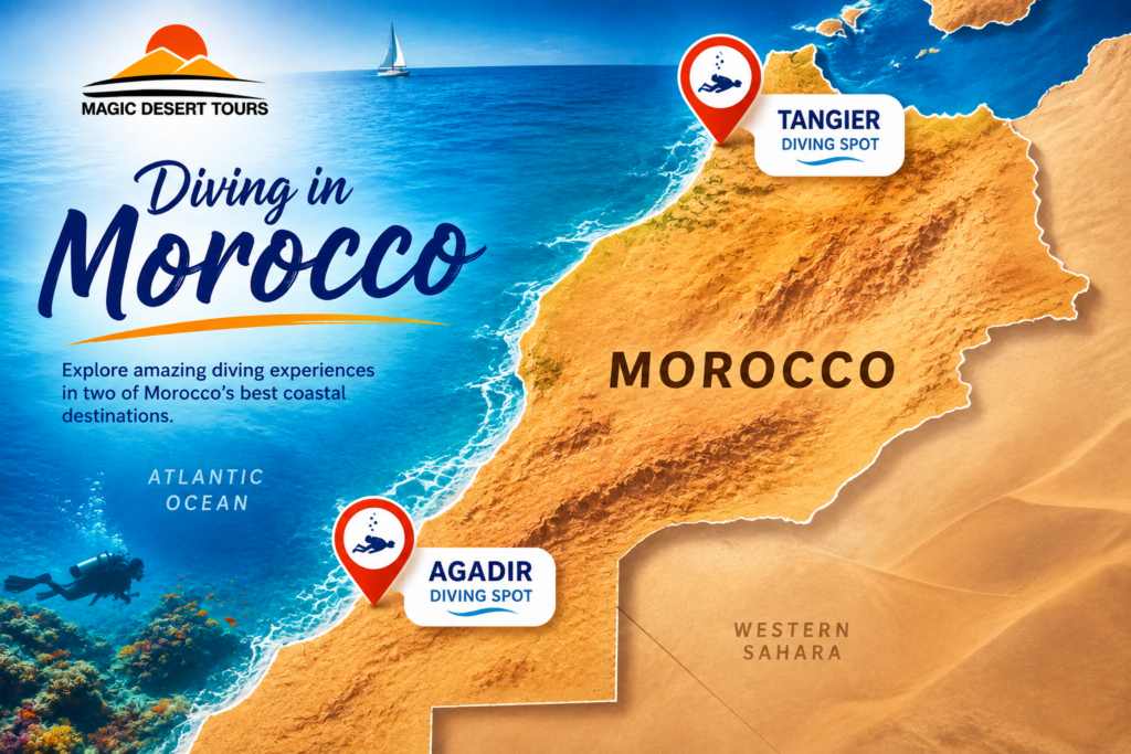 Route map for Explore diving in Morocco
