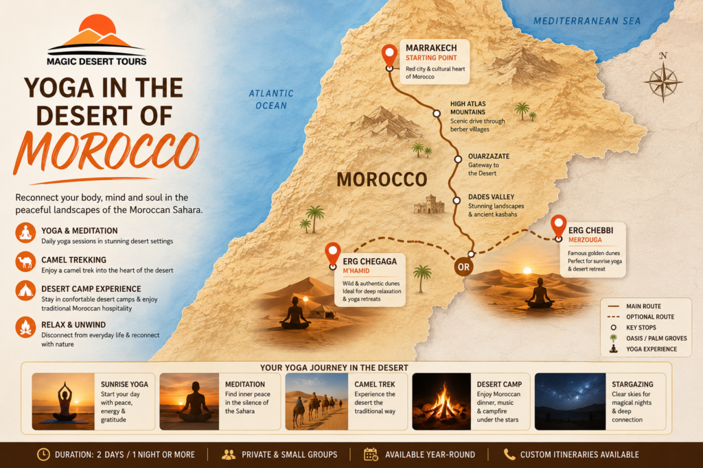 Route map for Yoga in the desert of Morocco